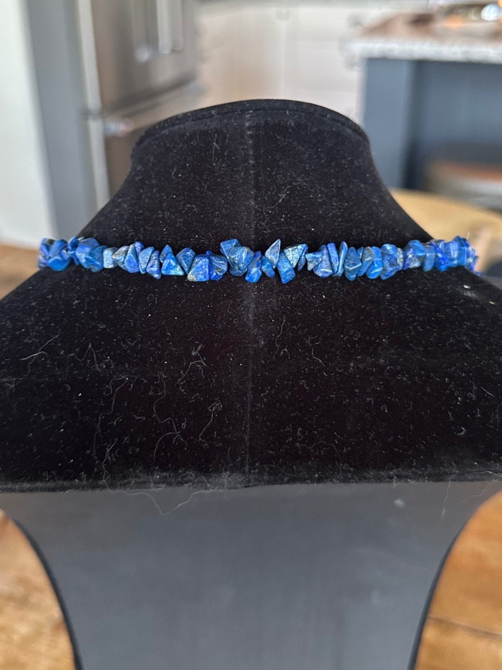 Vintage Lapis Lazuli Natural Gemstone Chip Strand Necklace - 34" Long - Picture 5 of 13